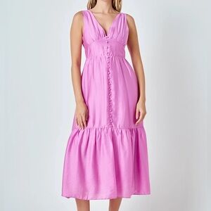 Endless Rose Pink Satin Midi Dress Sleeveless Size Medium